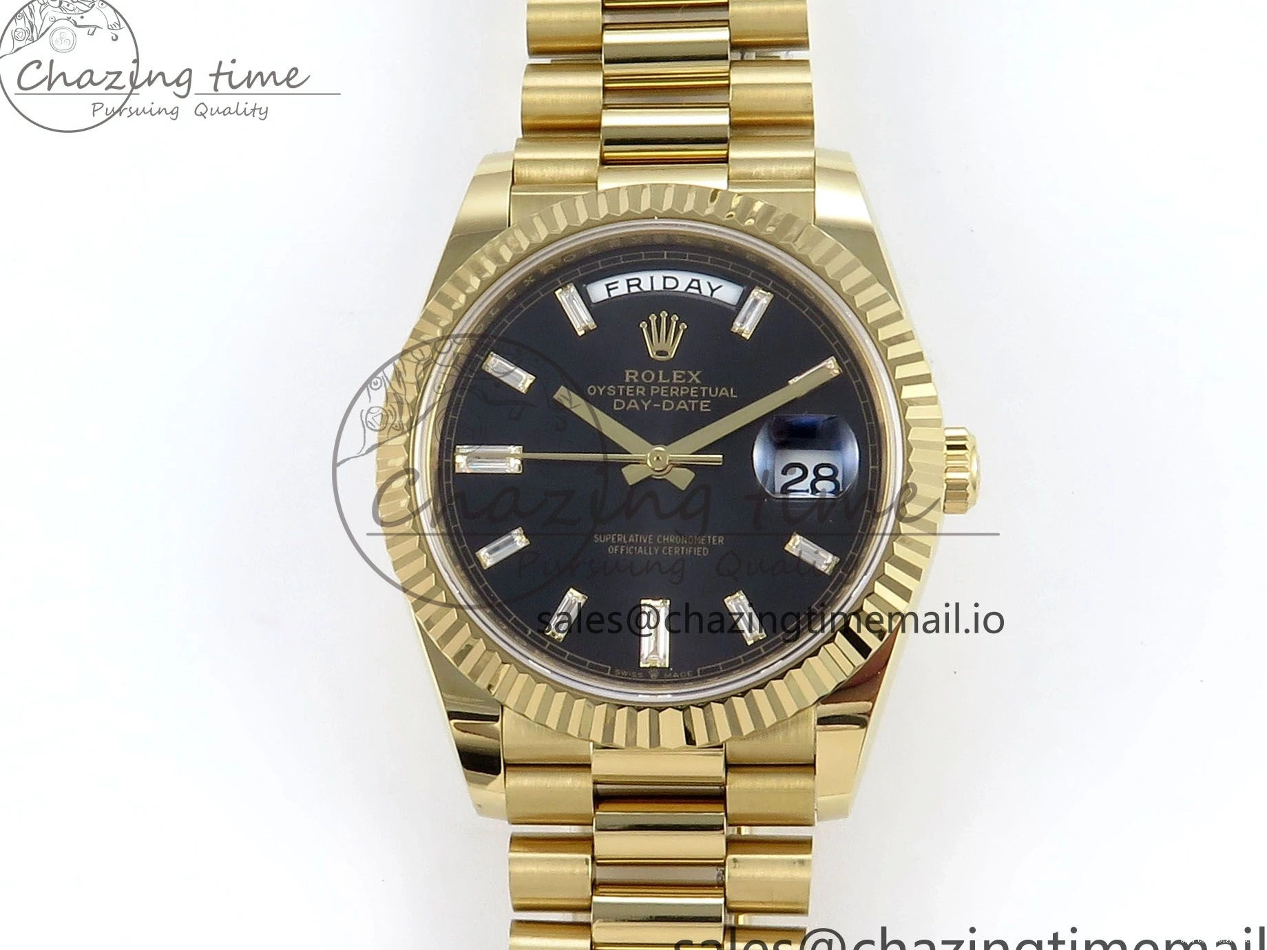 Good Copy Rolex Watches Weight) 1:1 Crystal Resilient Date Bracelet President Best Black Day 228238 Dial (Gain 40 Edition YG on 799 A2836 Noob 0116